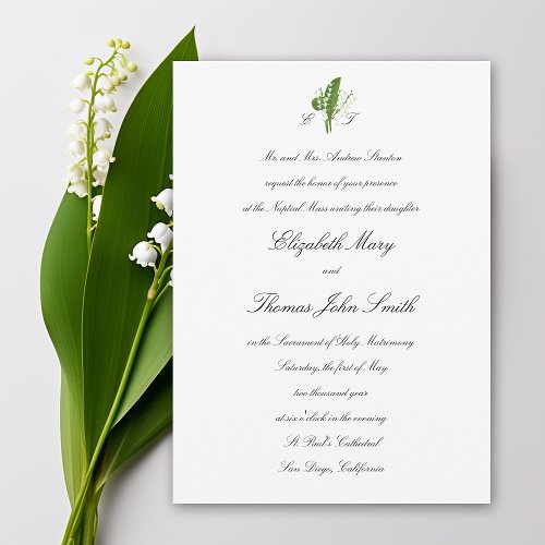 Lily Valley Religious Formal Traditional Wedding Invitation