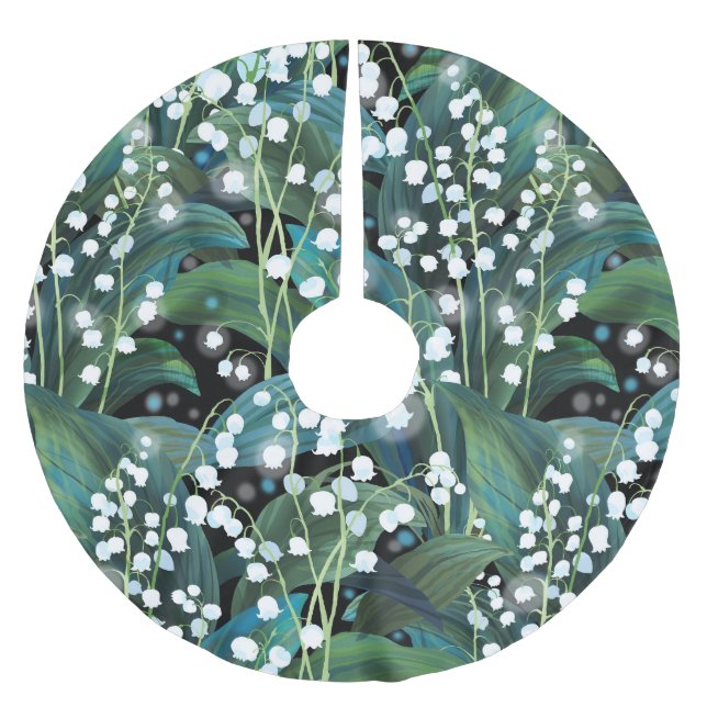 Lily Valley Seamless Pattern Background Brushed Polyester Tree Skirt (Front)