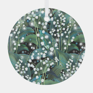 Lily Valley Seamless Pattern Background Glass Ornament
