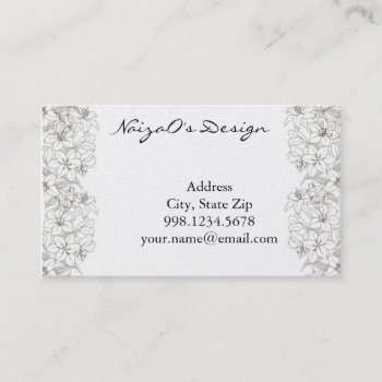 Lily Vine In Gold Background Sketch Business Card by naiza86 at Zazzle