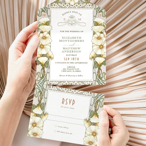 Lily Vintage Wedding All in One Invitation Mucha