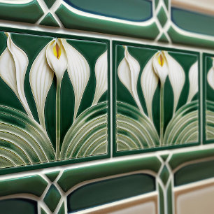 Lily Wall Decor Art Nouveau Art Deco Ceramic Tile