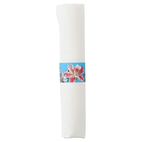 Lily Watercolor Blue floral Painting Napkin Bands