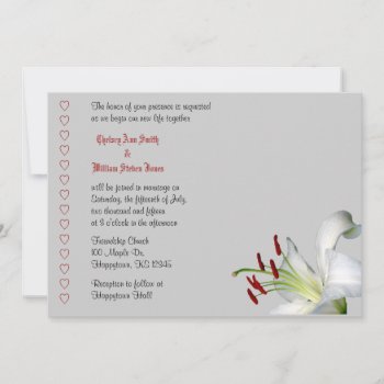 Lily  White And Red Wedding Invitations by ArtByApril at Zazzle