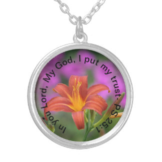 Lily with Bible Verse Silver Plated Necklace