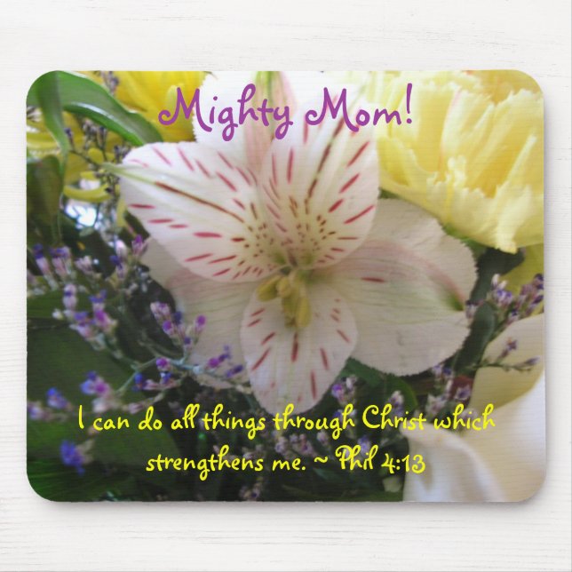 lily with lalas soft yellow, Mighty Mom!, I can... Mouse Pad (Front)