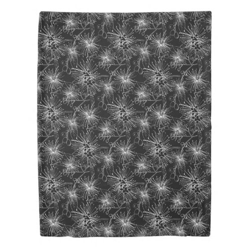 Lilypilly black and white sketch drawing art duvet
