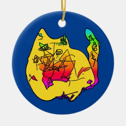 Lilys Abstract Cat Ceramic Ornament