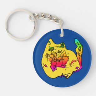 Lily's Abstract Cat  Keychain
