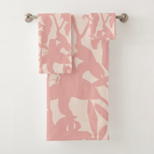 Lilyshade Blush-Abstract Botanical In Pink & White Bath Towel Set