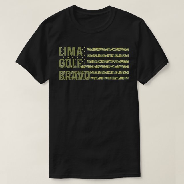 Lima Golf Bravo Camo American Flag Patriot  T-Shirt (Design Front)