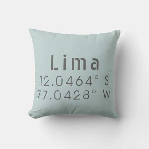 Lima Latitude Longitude Throw Pillow