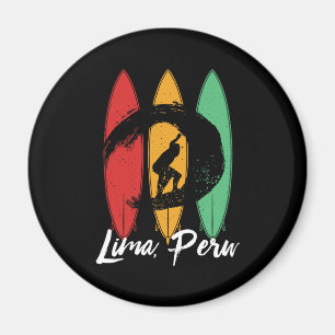 Lima Peru Beach Vintage Retro Surfing Magnet