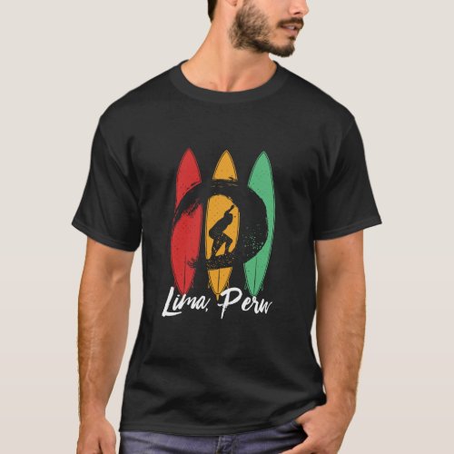 Lima Peru Beach Vintage Retro Surfing T_Shirt