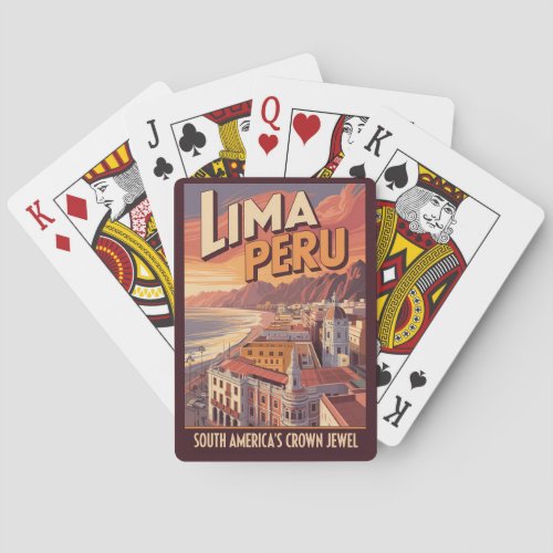 Lima Peru Coast Illustration Travel Art Vintage Poker Cards