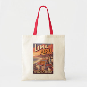 Lima Peru Coast Illustration Travel Art Vintage Tote Bag