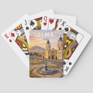 Lima Peru Illustration Travel Art Vintage Poker Cards