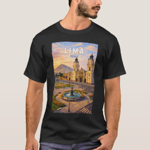 Lima Peru Illustration Travel Art Vintage T-Shirt