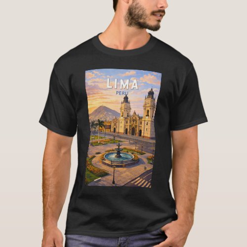 Lima Peru Illustration Travel Art Vintage T-Shirt