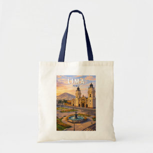 Lima Peru Illustration Travel Art Vintage Tote Bag