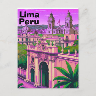 Lima Peru Travel Postcard, Peru Travel Art, Lima P Postcard