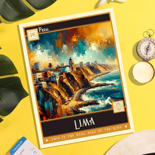 Lima Peru  Vintage Painting Postcard