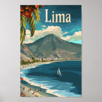 Lima Peru Vintage Retro Travel Illustration