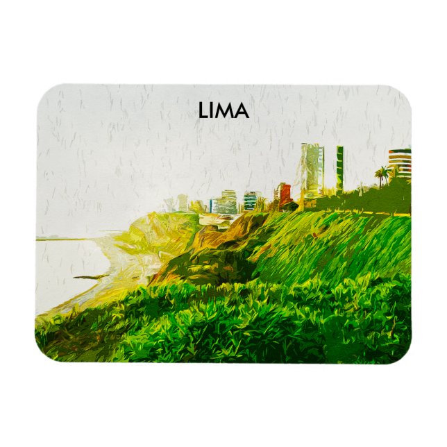 Lima Peru Watercolor Panorama View Magnet (Horizontal)