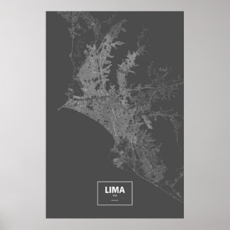 Lima, Peru (white on black) Poster