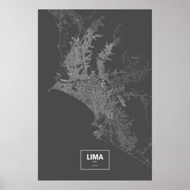 Lima, Peru (white on black) Poster (Front)