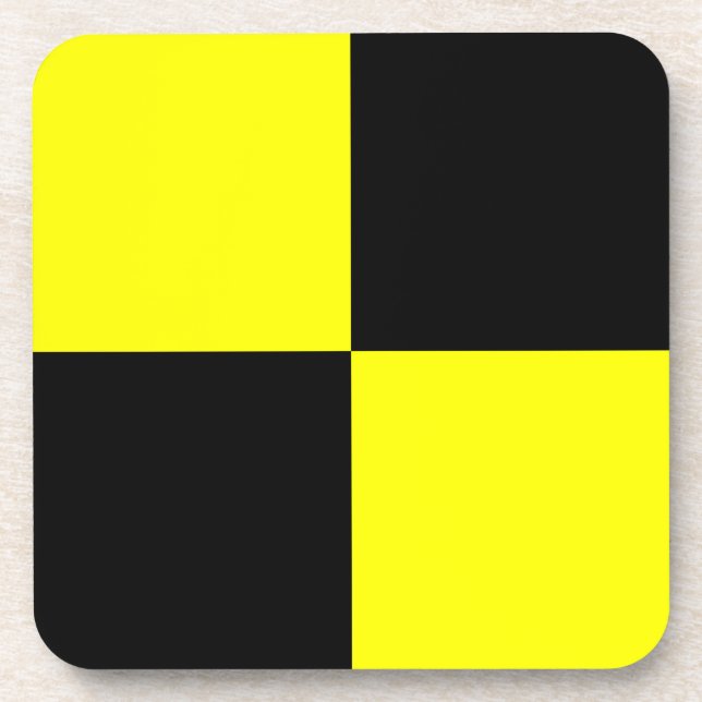 Lima Yellow black checkered Beverage Coaster (Front)