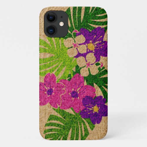 Limahuli Garden Faux Grass Cloth in Violet iPhone 11 Case