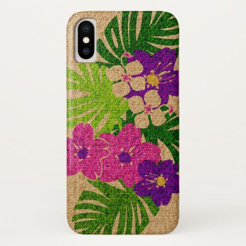 Limahuli Garden Faux Grass Cloth in Violet iPhone X Case