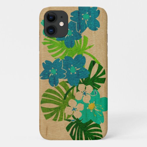 Limahuli Garden Hawaiian Faux Wood Turq iPhone 11 Case