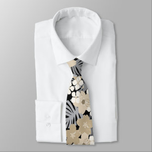 Limahuli Garden Vintage Hawaiian Floral - Neutral Neck Tie