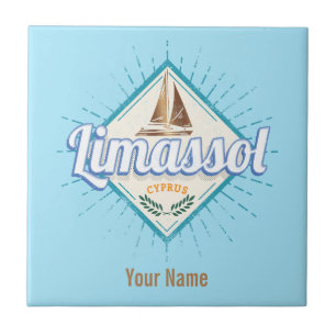 Limassol City Cyprus Retro Sailing Ship Vintage Ceramic Tile