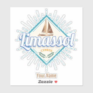 Limassol City Cyprus Retro Sailing Ship Vintage Sticker