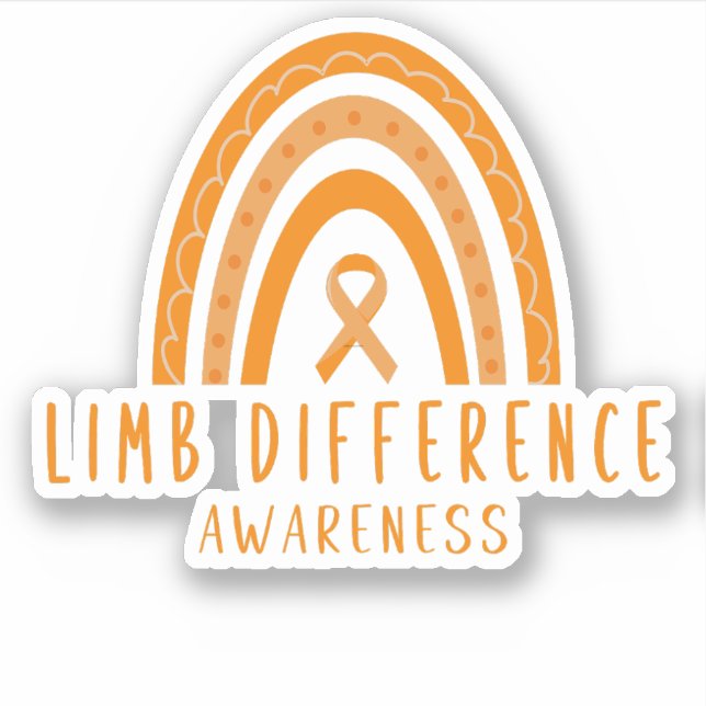 Limb Difference Orange Rainbow Awareness Sticker  (Front)