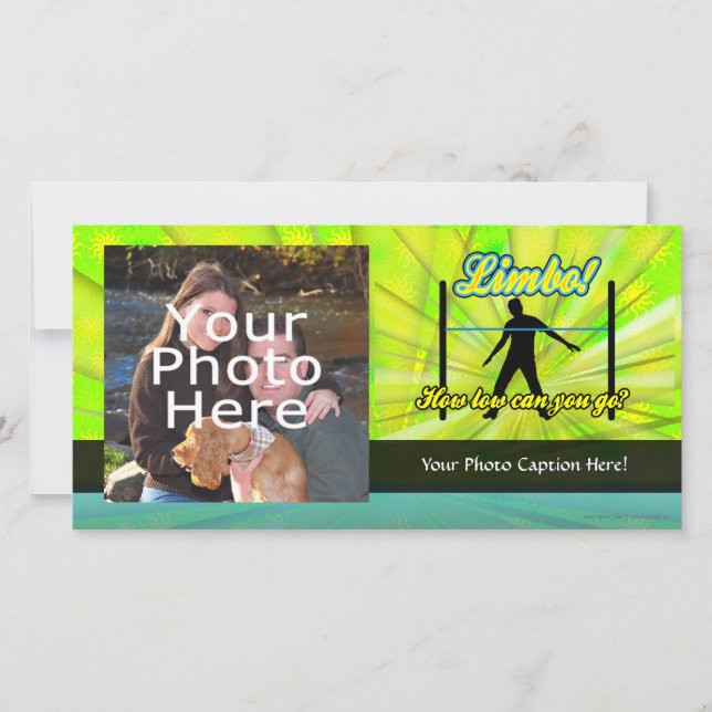 Limbo, Colorful Neon Party Photo Card (Front)
