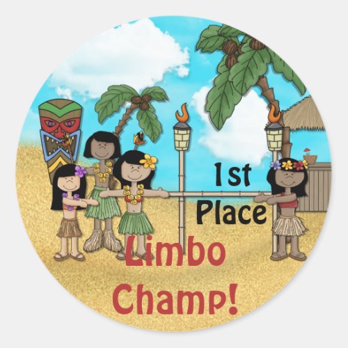 Limbo Luau Birthday Party _ First Place Classic Round Sticker