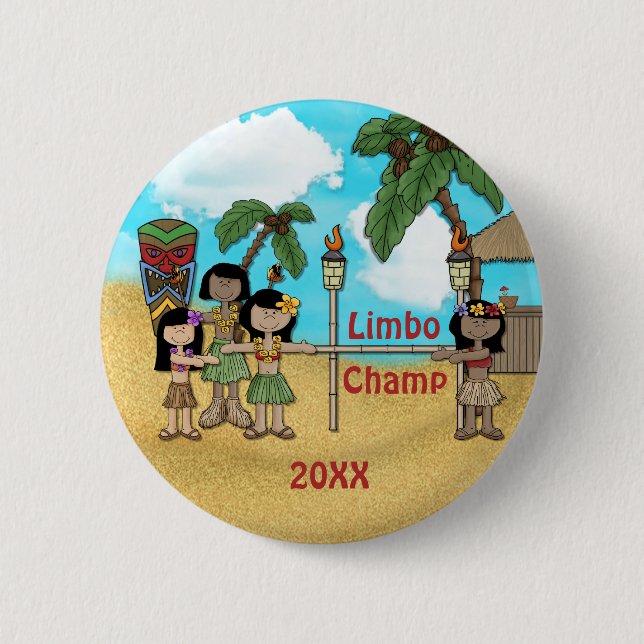 Limbo Luau Birthday Party - Limbo Champ Button (Front)