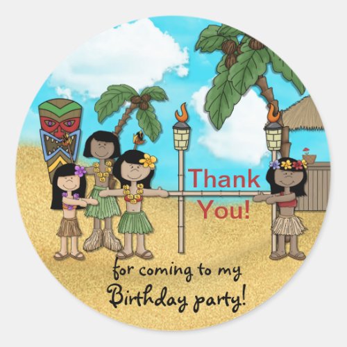 Limbo Luau Birthday Party _ Thank You Classic Round Sticker