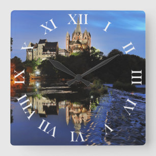 Limburg Cathedral at the Blue Hour Square Wall Clock