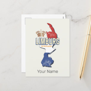 Limburg Netherlands Map Dutch Vintage Souvenir Holiday Postcard