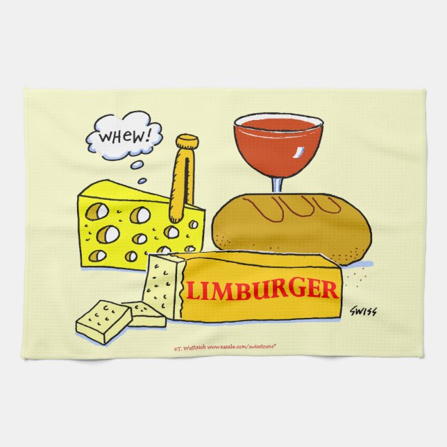 Limburger Cheese Bread and Wine Humorous Towel (Horizontal)