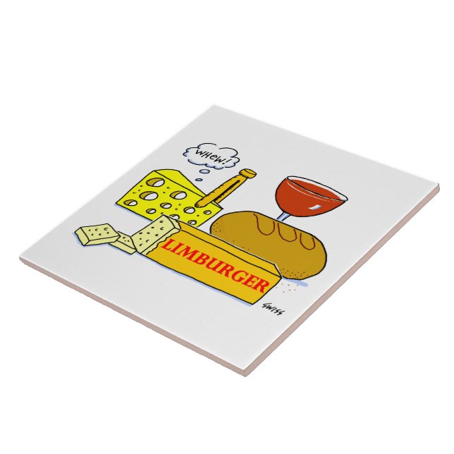 Limburger Cheese Lover Humorous Cartoon Kitchen Ceramic Tile (Side)