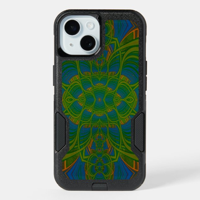 Lime Abstraction Fractal Abstract iPhone 15 Case (Back)