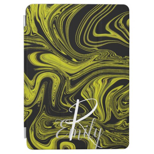  Lime Agate Marble Abstract Name Monogram Name iPad Air Cover