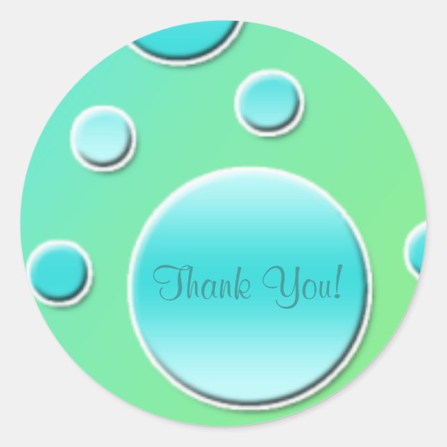 Lime and Aqua 1.5" Round Thank You Sticker (Front)