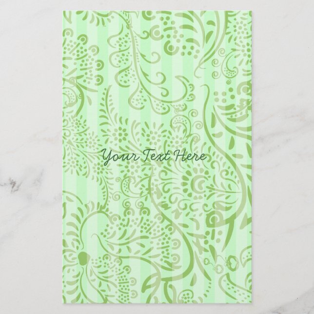 Lime and Aqua Blue White Damask Swirls Flyer (Front)